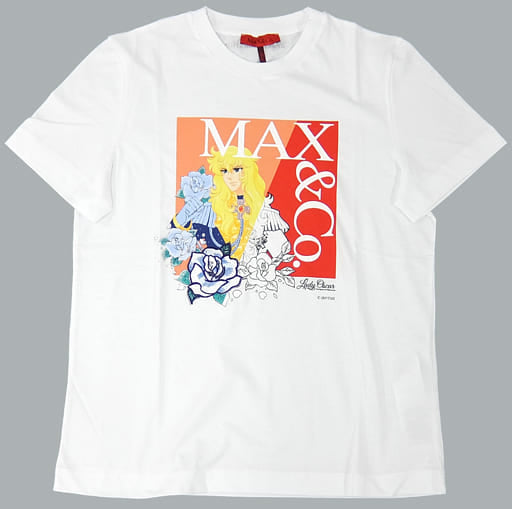 Oscar Francois de Jarjeyes The Rose of Versailles X Max & Co. Lady Oscar Logo T-Shirt Optic White Size: L Character apparel [USED]