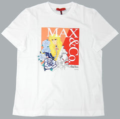 Oscar Francois de Jarjeyes The Rose of Versailles X Max & Co. Lady Oscar Logo T-Shirt Optic White Size: L Character apparel [USED]