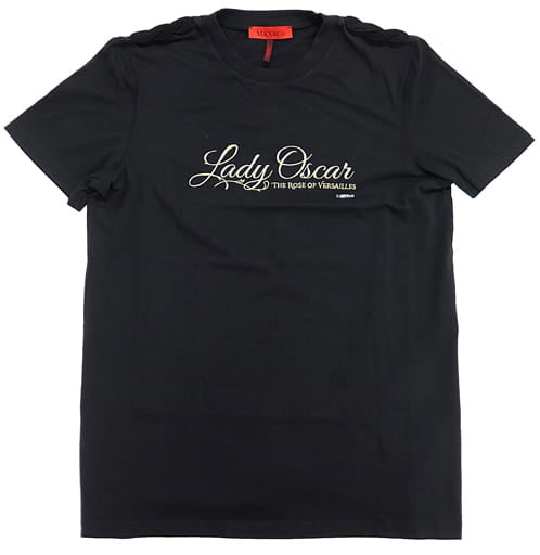 Oscar Francois de Jarjeyes The Rose of Versailles X Max & Co. Lady Oscar Embroidered T-Shirt Black Size: L Character apparel [USED]