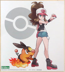 Hilda Tepig Pokemon Black and White Arigahitoshi Newly Drawn illustration Shikishi Kotobukiya Shop Limited ARTFX J Hilda with Tepig 1/8 Pre-Painted PVC Purchase Bonus Shikishi [USED]