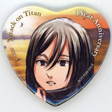 Mikasa Ackerman Attack on Titan Memorial Heart-Shaped Tin Badge 1st Anniversary of Completion Flower Series Part 2 Target Product Purchase Privilege Can Badge [USED]