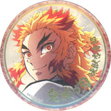 Kyojuro Rengoku Turn Around Demon Slayer: Kimetsu no Yaiba Mugen Train & Entertainment District Arc Foil Stamped 57mm Lottery Tin Badge A ufotable Cafe x Machi Asobi Cafe Limited Character Emaki Cafe Tsui no Maki Can Badge [USED]