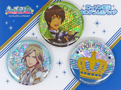 Cecil Aijima & Camus & Crown Mark Uta no Prince Sama Maji LOVE Legend Star Hologram Can Badge LAWSON Limited Set of 3 Can Badge [USED]