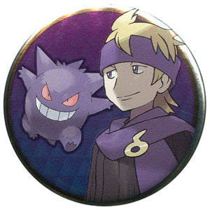 Morty & Gengar Pokemon Tin Badge Collection -Johto Hen- Pokemon Center Limited Can Badge [USED]