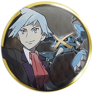 Steven Stone & Mega Metagross Pokemon Tin Badge Collection -Houen Hen A- Pokemon Center Limited Can Badge [USED]