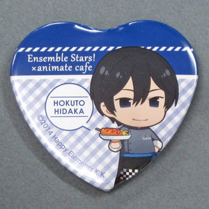 Hokuto Hidaka Ensemble Stars! X Animatecafe Trading Heart Shaped Can Badge Yumenosaki Cook Ver.A Group Can Badge [USED]