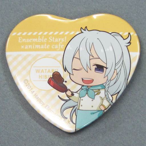 Wataru Hibiki Ensemble Stars! X Animatecafe Trading Heart Shaped Can Badge Yumenosaki Cook Ver.A Group Can Badge [USED]