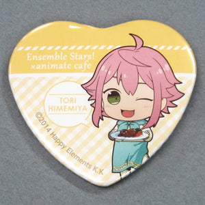 Touri Himemiya Ensemble Stars! X Animatecafe Trading Heart Shaped Can Badge Yumenosaki Cook Ver.A Group Can Badge [USED]