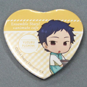 Yuzuru Fushimi Ensemble Stars! X Animatecafe Trading Heart Shaped Can Badge Yumenosaki Cook Ver.A Group Can Badge [USED]