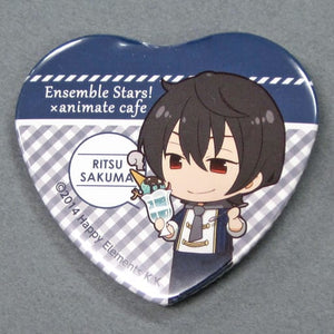 Ritsu Sakuma Ensemble Stars! X Animatecafe Trading Heart Shaped Can Badge Yumenosaki Cook Ver.A Group Can Badge [USED]