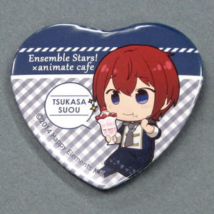 Tsukasa Suou Ensemble Stars! X Animatecafe Trading Heart Shaped Can Badge Yumenosaki Cook Ver.A Group Can Badge [USED]