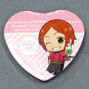 Hinata Aoi Ensemble Stars! X Animatecafe Trading Heart Shaped Can Badge Yumenosaki Cook Ver.A Group Can Badge [USED]