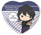 Rei Sakuma Ensemble Stars! X Animatecafe Trading Heart Shaped Can Badge Yumenosaki Cook Ver.B Group Can Badge [USED]