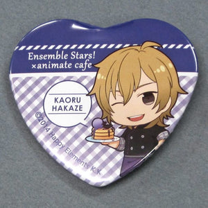 Kaoru Hakaze Ensemble Stars! X Animatecafe Trading Heart Shaped Can Badge Yumenosaki Cook Ver.B Group Can Badge [USED]