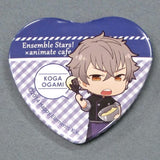 Koga Oogami Ensemble Stars! X Animatecafe Trading Heart Shaped Can Badge Yumenosaki Cook Ver.B Group Can Badge [USED]