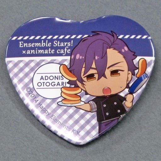 Adonis Otogari Ensemble Stars! X Animatecafe Trading Heart Shaped Can Badge Yumenosaki Cook Ver.B Group Can Badge [USED]