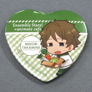 Midori Takamine Ensemble Stars! X Animatecafe Trading Heart Shaped Can Badge Yumenosaki Cook Ver.B Group Can Badge [USED]