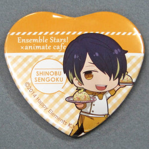 Shinobu Sengoku Ensemble Stars! X Animatecafe Trading Heart Shaped Can Badge Yumenosaki Cook Ver.B Group Can Badge [USED]