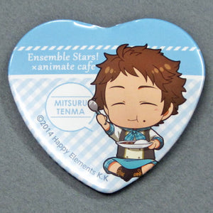 Mitsuru Tenma Ensemble Stars! X Animatecafe Trading Heart Shaped Can Badge Yumenosaki Cook Ver.B Group Can Badge [USED]