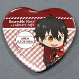 Mika Kagehira Ensemble Stars! X Animatecafe Trading Heart Shaped Can Badge Yumenosaki Cook Ver.B Group Can Badge [USED]