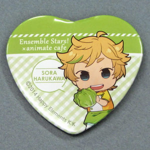 Sora Harukawa Ensemble Stars! X Animatecafe Trading Heart Shaped Can Badge Yumenosaki Cook Ver.B Group Can Badge [USED]