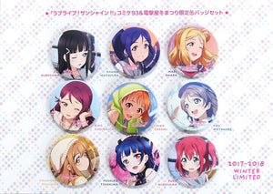 Limited Can Badge Set 9 Set Love Live! Sunshine !! Dengekiya Winter Festival in Makuhari & C93 Goods Can Badge [USED]