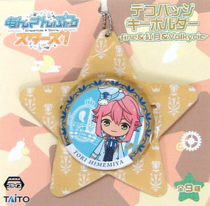 Touri Himemiya Ensemble Stars! Deco Badge Key Holder Fine & Valkyrie & Akatsuki Key Ring [USED]