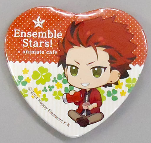 Kurou Kiryu Ensemble Stars! X Animatecafe Trading Heart Shaped Can Badge Yumenosaki Picnic Ver.A Group Can Badge [USED]