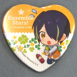 Shinobu Sengoku Ensemble Stars! X Animatecafe Trading Heart Shaped Can Badge Yumenosaki Picnic Ver.A Group Can Badge [USED]