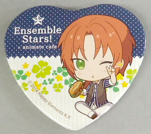 Leo Tsukinaga Ensemble Stars! X Animatecafe Trading Heart Shaped Can Badge Yumenosaki Picnic Ver.B Group Can Badge [USED]