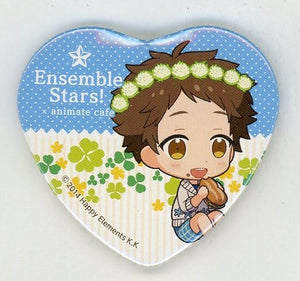 Mitsuru Tenma Ensemble Stars! X Animatecafe Trading Heart Shaped Can Badge Yumenosaki Picnic Ver.B Group Can Badge [USED]