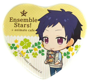 Yuzuru Fushimi Ensemble Stars! X Animatecafe Trading Heart Shaped Can Badge Yumenosaki Picnic Ver.C Group Can Badge [USED]