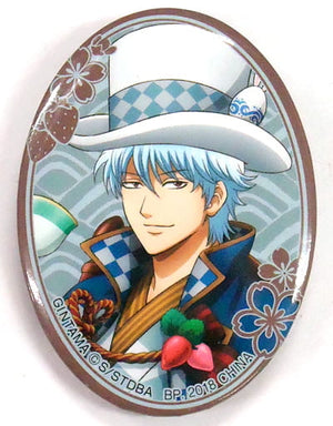 Gintoki Sakata Edge Brown Gintama Ichiban Cafe Souvenir Spring tea parties always make that guy look different. Can Badge [USED]