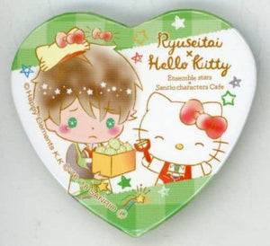 Midori Takamine X Hello Kitty Ensemble Stars! X Sanrio Characters Cafe Heart Shaped Can Badge A Can Badge [USED]