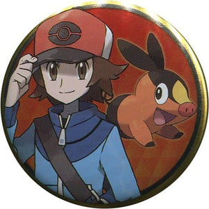 Protagonist Boys & Tepig Pokemon Can Badge Collection -The Unova Region Edition A- Pokemon Center Limited Can Badge [USED]