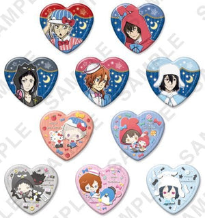 All 10 Types Set Bungo Stray Dogs x Sanrio Characters Heart-Shaped Can Badge Can Badge [USED]