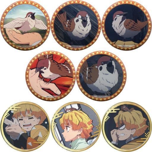 Chun Taro, etc. Demon Slayer: Kimetsu no Yaiba Chunchun Tin Badge Full of Chuntaro My Real Name is Ukogi! Narita Anime Deck Limited All 8 Types Set Can Badge [USED]