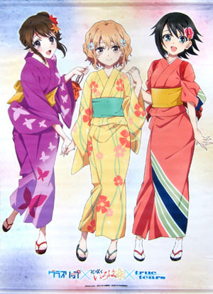 Isurugi Noe & Matsumae Ohana & Fukami Tooko Hokuriku Seishun Trilogy B2 Tapestry true tearsxHanasaku IrohaxGlasslip Cua Mate Cafe Limited Tapestry [USED]