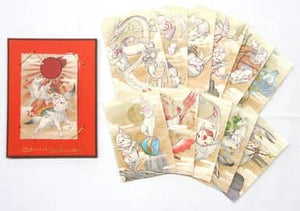 Fudegami Japanese Paper Postcard 12 Sheets Set with Postcard Hanging Okamiden Ecapcom Limited Postcards [USED]