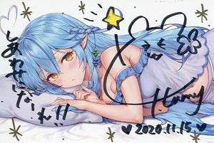 Yukihana Lamy Autographed illustration Postcard Newly Drawn by Mr. HAONI Virtual YouTuber Holo Live Yukihana Lamy Birthday Memorial 2020 Commemorative Voice & Commemorative Goods All Set Purchase Bonus Postcards [USED]