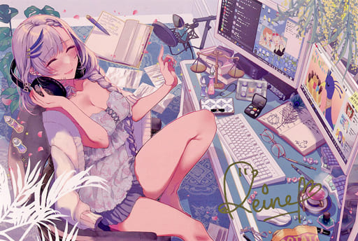 Pavolia Reine Vtuber Hololive Newly Drawn by Iida Pochi. Autographed Postcard Birthday Anniversary 2022 Limited Goods Set Purchase Privilege Postcards [USED]