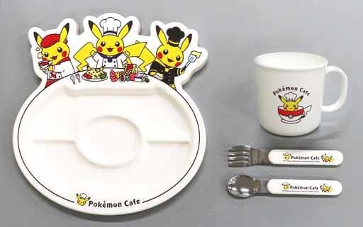 Pikachu Pokemon Kids Lunch Plate Set Pokemon Cafe Limited Tableware [USED]