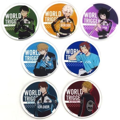 Osamu Mikumo, etc. World Trigger Trading Acrylic Coasters Joypolis Limited Carnival Games Jackpot Prize All 7 Types Set Coaster [USED]