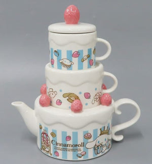 Cinnamoroll Sanrio Characters Cake Shaped Tea Set Tableware [USED]