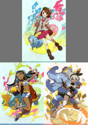 Gloria & Nessa & Bea A4 Clear File 3 Set Pokemon Trainers Pokemon Pokemon Center Limited File Folder [USED]